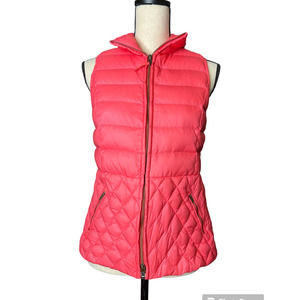 Talbots Quilted Vest in Salmon Pink Full Zipper 90% Down Filling Size XS